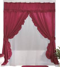 Walterdrake Double Swag Shower Curtains With Valance Red My Shower Decor Shower Curtain With Valance Double Swag Shower Curtain Shower Curtain Sets