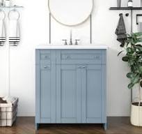 Nivencai 30 in. W Single Sink Freestanding Blue Bath Vanity with White  Ceramic Top and Double-tier Deep Drawer Unassembled Nvbtvwt-16 - The Home  Depot