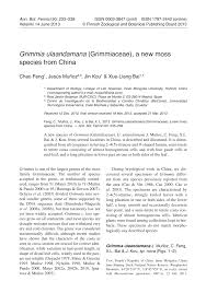 Ziua si data in china. Pdf Grimmia Ulaandamana Grimmiaceae A New Moss Species From China