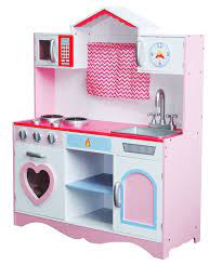 With a modern design and window boxes, this is a fun play kitchen for kids who might also want to pretend to garden too. Mcc Large Girls Kids Pink Wooden Play Kitchen Children S Play Pretend Set Toy Kitchen Sets For Kids Toddler Kitchen Set Wooden Play Kitchen