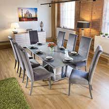 It is that one time of the day that a family gathers together to break bread and share tidbits of. Large 8 Seater Dining Set 2 2mt Grey Glass Table 8 Tall Grey Chairs Quatropi