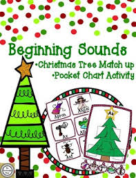 Christmas Beginning Sounds Tree Match Up Pocket Chart Activity
