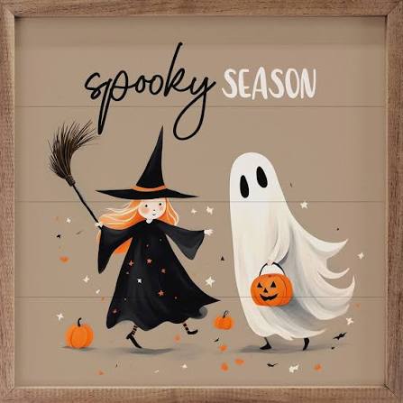 Spooky Season with cute Witch and Ghost friends - Halloween Wood Framed  Sign - Multiple Sizes - Country Marketplace