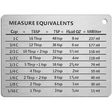Personalize it with photos & text or purchase as is! Magnetic Kitchen Conversion Chart Professional Measurement Refrigerator Magnet In 18 8 Stainless Steel Conversions For Cups Tablespoons Teaspoons Fluid Oz And Milliliters 1 Pack Shopee Philippines