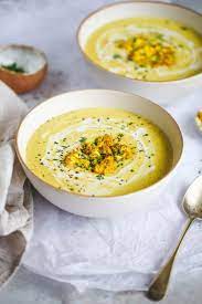 Creamy Curried Cauliflower Soup Recipe Nourish Plate Recipe In 2021 Curried Cauliflower Soup Cauliflower Soup Recipes Cauliflower Curry