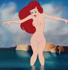 ariel blue eyes breasts disney edit female hourglass figure human  legs long hair nipples nude pussy red hair tagme the little mermaid topless  water 