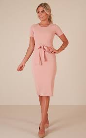 Kalem Elbise Modelleri Pembe Kisa Kollu Kumas Kemerli Elbise Modelleri The Dress Kalem Elbise