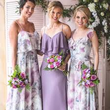 Lavender And Purple Floral Flounced Mix And Match Bridesmaid Dresses By Moril Patterned Bridesmaid Dresses Lilac Bridesmaid Dresses Lavender Bridesmaid Dresses