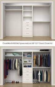 Find wood closet kits at lowe's today. Closetmaid 6105440 Spacecreations 50 121 Classic Closet Kit Closetmaid Spacecreations Closet Organizers G Closet Kits Bedroom Closet Design Closet Layout