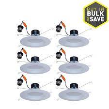Utilitech 6 Pack Integrated Led 5 In Or 6 In 65 Watt Equivalent White Round Dimmable Recessed Downlight Lowes Com Downlights Recessed Lighting Kits Led Recessed Ceiling Lights