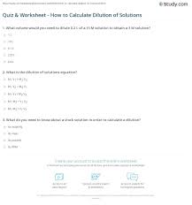 Live worksheets > english > english as a second language (esl) > daily routines. Quiz Worksheet How To Calculate Dilution Of Solutions Study Com
