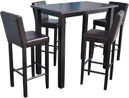 Check spelling or type a new query. 4 Bar Stool With Bar Table Set Dark Brown 120 X 120x80x110 Cm L W H Wood Leather Colonial Amazon De Home Kitchen