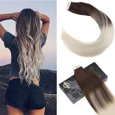 Black And Blonde Ombre Hair Extensions New Color Ugea 20pcs Ombre Tape In Hair Extensions Dark Brown And Light Blonde Ugea Straightbundle Tape In Hair Extensions Best Ombre Hair Ombre Hair