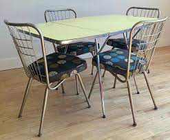 Chair 1950s chrome dining table and chairs 50s style table and via venuewize.com. 1950s Chrome Kitchen Dining Set Table 4 Chairs Retro Mid Century Modern Mcm Midcentury Modern Dining Room Sets Sweet Modern Akron Oh