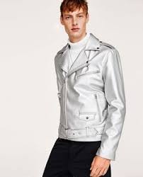 Image 2 Of Silver Biker Jacket From Zara Leather Jacket Men Jackets Leather Jacket