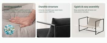 ZINUS Aidan Sling Accent Chair, Pack of 2, Metal Jamaica