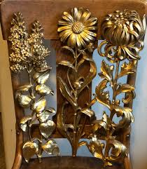 Syroco Gold Flower Wall Art Mcm Floral Hangings Hollywood Etsy Flower Wall Art Flower Wall Wall Carvings