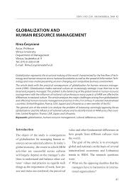 Pdf Globalization And Human Resource Management