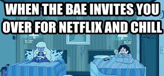 Something you tell your parents when you want your boyfriend/girlfriend to come over and you fuck. Netflix Chill With The Bae Netflix And Chill Know Your Meme