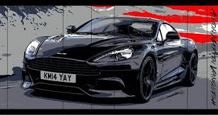 Tableau Moderne Peinture Voiture Gt Luxe Aston Martin Coupe Vanquish 2 Deco Acrylique Artiste Peintre Aston Martin Vanquish Pop Art Tableaux Modernes