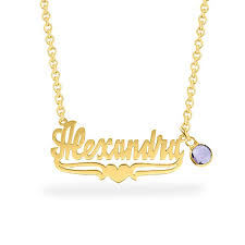 This necklace is made of solid gold. Simulated Birthstone Charm Name Necklace With Heart Accent In Sterling Silver With 14k Gold Plate 1 Stone And Name Banter