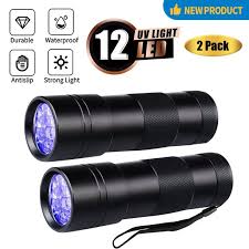 Uv Flashlight Black Light 2 Pcs Uv Handheld Blacklight Flashlights 12 Led 395nm Mini Light Torch Detector For Pets Urine And Stains Walmart Com Walmart Com
