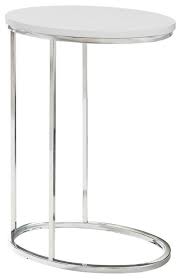 Buy metal accent tables and get the best deals at the lowest prices on ebay! Monarch Oval Accent Table Glossy White With Chrome Metal Contemporary Side Tables And End Tables By Gwg Outlet