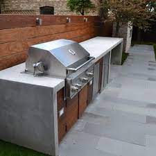 Concrete Benchtop With Built In Bbq Pinned To Garden Design Outdoor Living By Darin Bradbury Modern Outdoor Kitchen Outdoor Kitchen Design Outdoor Bbq Area