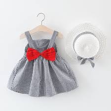 summer Baby Girls Dresses With Hat 2 pcs - Baby Gear City