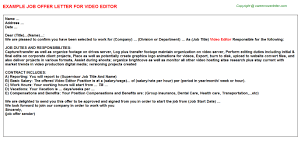 A letter to the editor. Video Editing Internship Offer Letters