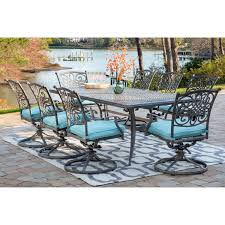 Check spelling or type a new query. Dining Sets Bronze Frame 8 Swivel Rockers And Aluminum Rect Outdoor Dining Set Hanover Trad9pcsw8 Blu Traditions 9 Piece Rust Free Patio Blue Cushions Patio Lawn Garden