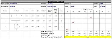 Bar Bending Schedule For Rcc Beam In Excel Sheet Schedule Excel Civil Engineering Design