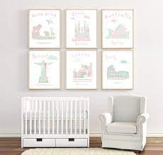 68 Nursery Wall Artbaby Boy Decortravel Etsy Travel Nursery Baby Girl Decor Nursery Wall Decor