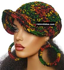 Chunky Crochet Baseball Cap by Razonda Lee Red Yellow Green Rasta Colors