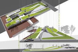 The compound wall is a simple contemporary design, which breaks at two points, on either side of the site, to form horizontal openings that give a glimpse of the serene landscape within. Pin On Arch Presentations