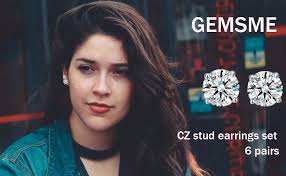 18K White Gold Plated Stud Earrings Set for Women Mens 4 Prong Brilliant  Round Cut 3-7MM Cubic Zirconia Earring Studs Sets : Amazon.ca: Clothing,  Shoes & Accessories