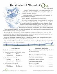 Reading Comprehension Wizard Of Oz Reading Worksheets 6th Grade Reading Reading Comprehension Worksheets