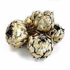 Set of 5 (includes three medium and two large) responsibly made. Dried Artichoke Filler Gold