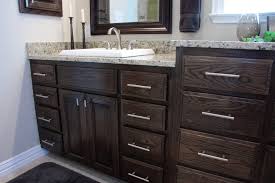 red oak kitchen & bath with ebony stain