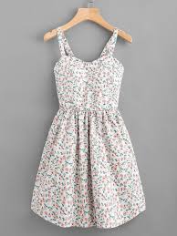 Romwe Romwe Ditsy Print Random Flare Cami Dress Adorewe Com Looks Vestidos Roupas Tumblr Vestidos Casuais