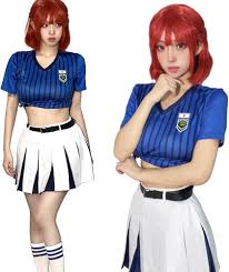 Mr.LQ Anime Charakter Anri Teieri Cosplay Kostüm Outfit Blue Lock  Cheerleading Uniform Komplettset Halloween Karneval Party Dress Up Anzug  Mit Perücke : Amazon.de: Spielzeug