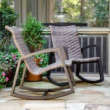 Take a look at our resin wicker rocking chairs. Leisure Made Marion Set Of 2 Wicker Brown Metal Frame Rocking Chair S With Woven Seat In The Patio Chairs Department At Lowes Com