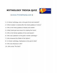 I have included a quiz for each story/myth that is labeled in the table of contents of the classic book of greek myths . To Print This Quiz Trivia Champ