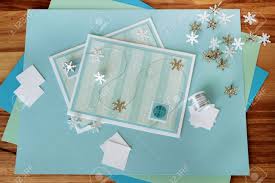 25 of the best diy birthday cards. An Image Of Two Hand Made Greeting Cards With A Winter Theme With Card Making Supplies Including Snowflake Shaped Brads And Craft Wire Stock Photo Picture And Royalty Free Image Image 17443963