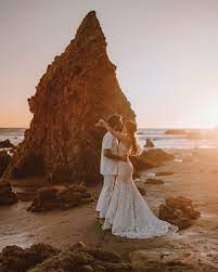 Felton Gown From Bhldn Beach Wedding Pics El Matador Beach Sunset Wedding