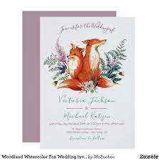 Woodland Watercolor Fox Wedding Invitations Zazzle Com Fox Wedding Woodland Wedding Invitations Printable Wedding Invitations Vintage