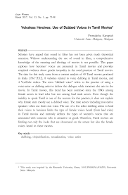Hope you guys will enjoy this. Pdf Voiceless Heroines Use Of Dubbed Voices In Tamil Movies