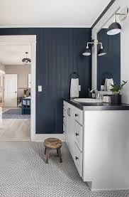 This is another one of the best gray bathroom ideas, especially if you are worried about choosing gray as the dominant color in your bathroom. Navy And Gray Nautical Boy Bathroom The Lilypad Cottage