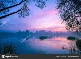 Early Morning Dawn Lake Misty Morning Rural Landscape Wilderness Mystical —  Stock Photo © vvvita #187803230