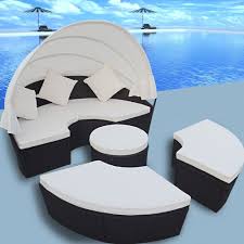 Vidaxl Sun Lounger Set 12 Pieces 2 In 1 With Canopy Black Poly Rattan This 2 In 1 Rattan Lounge Set Ideal Outdoor Lounge Set Outdoor Lounge Outdoor Sofa Sets